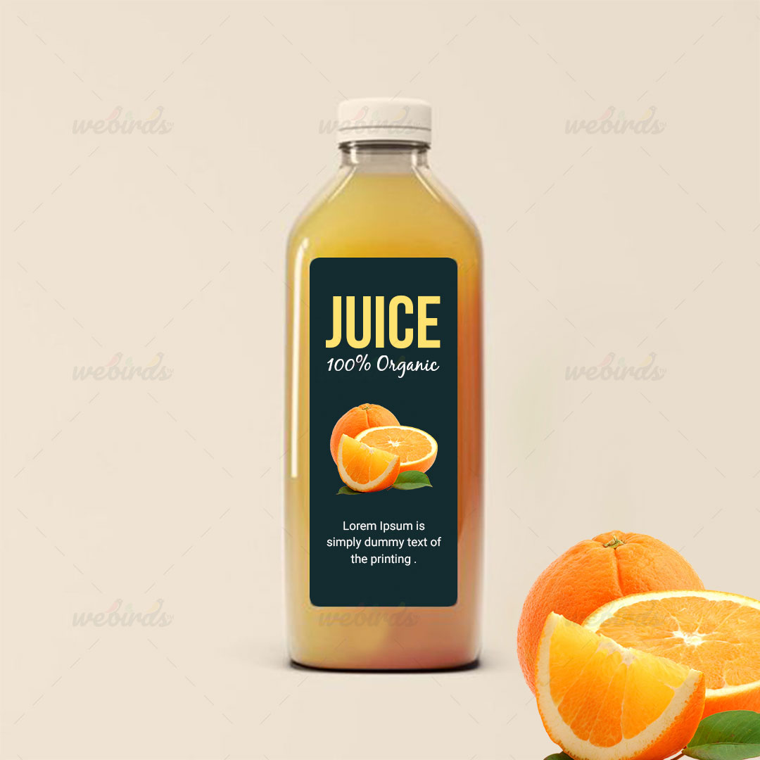 Rectangle stickers On orange Juice Bottle By Webirds